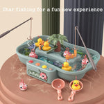 Station de pêche rotative électrique éducative pour enfants Play House, jeu d'eau d'été, 6 canards verts, 6 canards roses, 3 poissons verts et 3 canards, 3 poissons roses et 3 canards