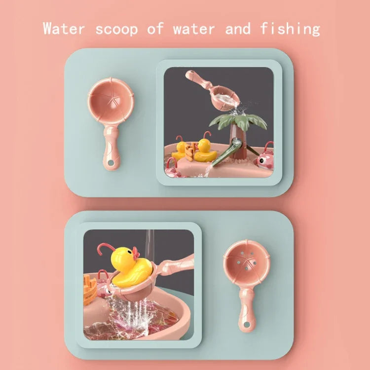 Station de pêche rotative électrique éducative pour enfants Play House, jeu d'eau d'été, 6 canards verts, 6 canards roses, 3 poissons verts et 3 canards, 3 poissons roses et 3 canards