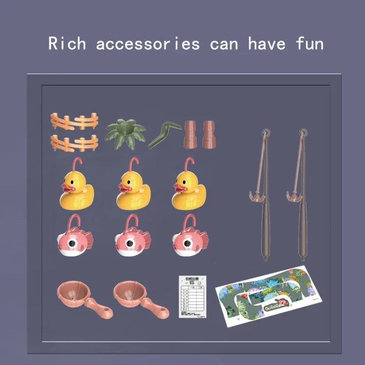 Station de pêche rotative électrique éducative pour enfants Play House, jeu d'eau d'été, 6 canards verts, 6 canards roses, 3 poissons verts et 3 canards, 3 poissons roses et 3 canards