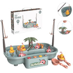 Station de pêche rotative électrique éducative pour enfants Play House, jeu d'eau d'été, 6 canards verts, 6 canards roses, 3 poissons verts et 3 canards, 3 poissons roses et 3 canards