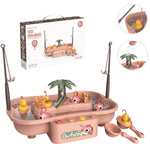 Station de pêche rotative électrique éducative pour enfants Play House, jeu d'eau d'été, 6 canards verts, 6 canards roses, 3 poissons verts et 3 canards, 3 poissons roses et 3 canards