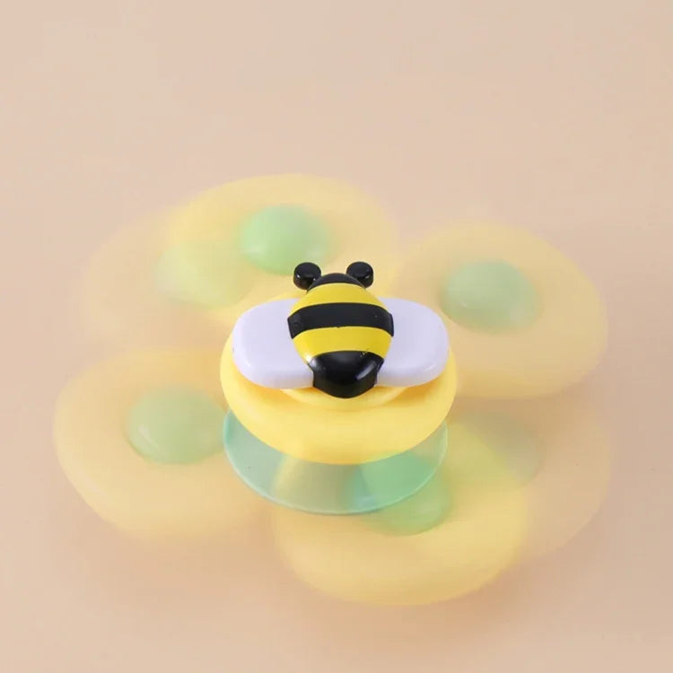 Hochet bébé 3 en 1, toupie à bout des doigts, insecte tricolore ventouse, jouet de bain amusant à tourner, Toupie à bout des doigts
