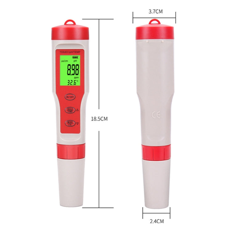 Testeur d'eau multifonction portable 4 en 1 PH/TDS/CE/TEMP, stylo testeur 4 en 1