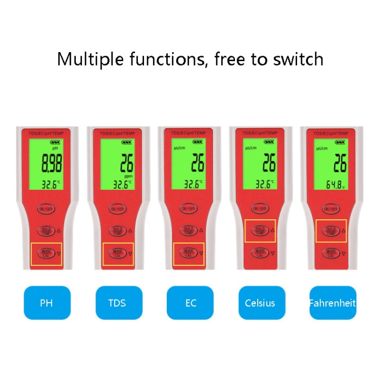 Testeur d'eau multifonction portable 4 en 1 PH/TDS/CE/TEMP, stylo testeur 4 en 1