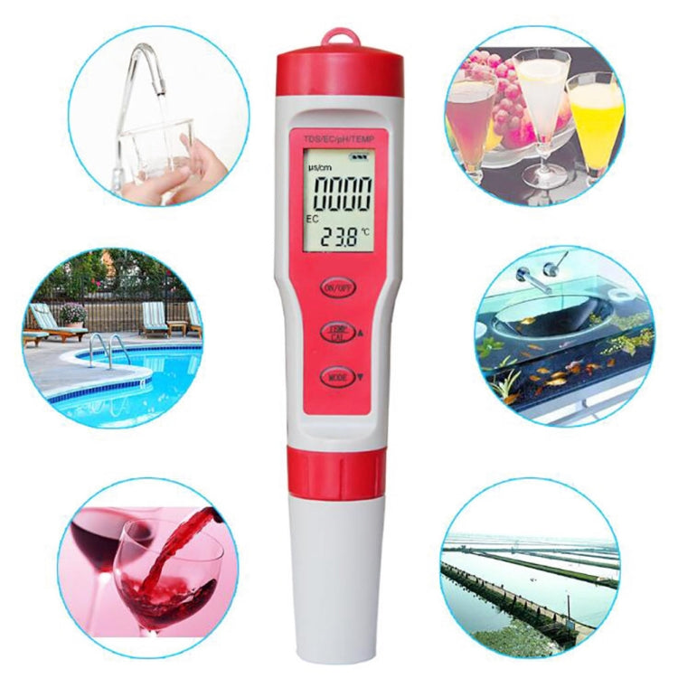 Testeur d'eau multifonction portable 4 en 1 PH/TDS/CE/TEMP, stylo testeur 4 en 1