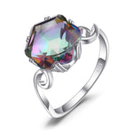 Bague Zircon Sept Pierres Précieuses Colorées en Argent Sterling 925 Massif, 6, 7, 8, 9, 10