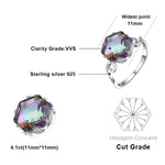 Bague Zircon Sept Pierres Précieuses Colorées en Argent Sterling 925 Massif, 6, 7, 8, 9, 10