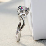 Bague Zircon Sept Pierres Précieuses Colorées en Argent Sterling 925 Massif, 6, 7, 8, 9, 10
