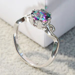 Bague Zircon Sept Pierres Précieuses Colorées en Argent Sterling 925 Massif, 6, 7, 8, 9, 10