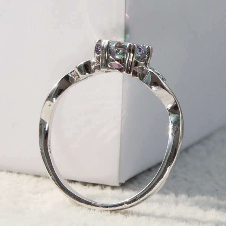 Bague Zircon Sept Pierres Précieuses Colorées en Argent Sterling 925 Massif, 6, 7, 8, 9, 10