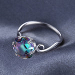 Bague Zircon Sept Pierres Précieuses Colorées en Argent Sterling 925 Massif, 6, 7, 8, 9, 10