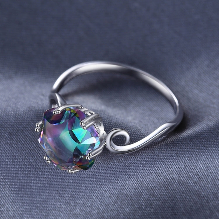 Bague Zircon Sept Pierres Précieuses Colorées en Argent Sterling 925 Massif, 6, 7, 8, 9, 10