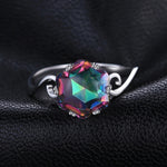 Bague Zircon Sept Pierres Précieuses Colorées en Argent Sterling 925 Massif, 6, 7, 8, 9, 10