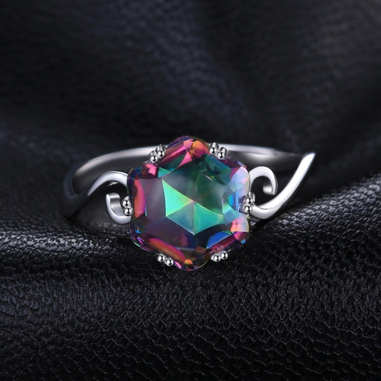 Bague Zircon Sept Pierres Précieuses Colorées en Argent Sterling 925 Massif, 6, 7, 8, 9, 10