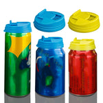 3 couvercles universels anti-fuite pour canettes, couvercles anti-éclaboussures à pousser, bleu, jaune, rouge