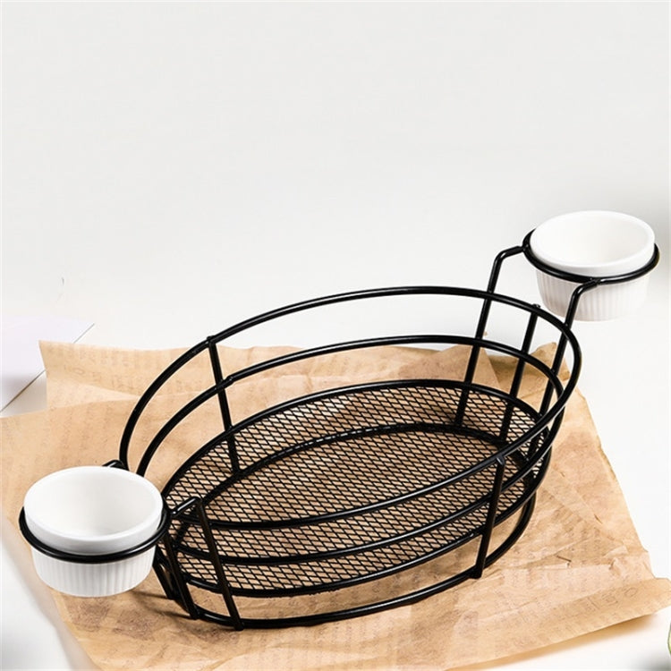 Wrought Iron Fruit Portable Storage Basket Bread French Fries Fried Snacks Portable Basket, Double Cup Egg-shaped, Double Cup Round, Single Cup Boat, Square Short Basket, Rectangular Short Basket, Large Round Wire, Small Round Wire, Large Messy Wire