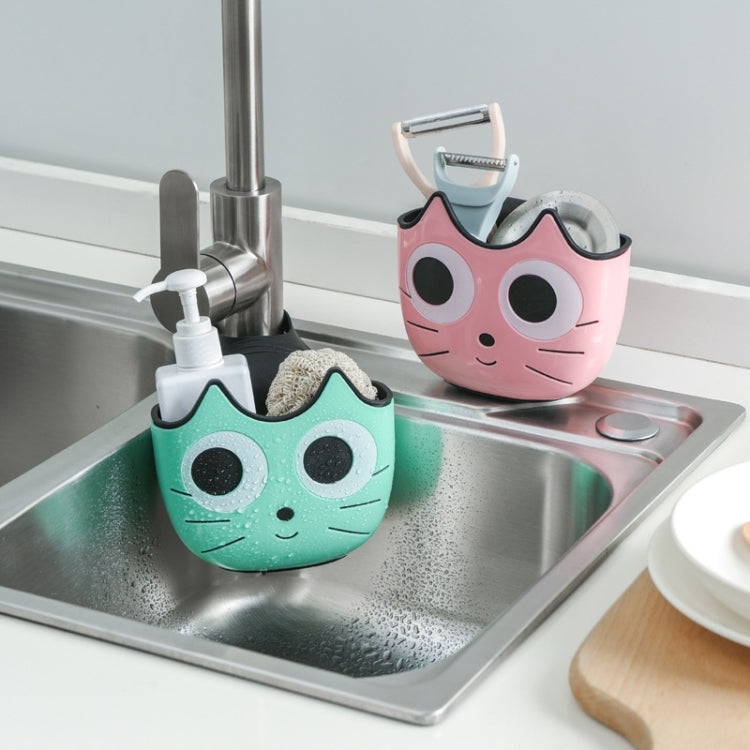 Sac de vidange multifonctionnel suspendu pour évier de dessin animé de cuisine avec boucle réglable, panier de rangement de salle de bain, rose, bleu, vert