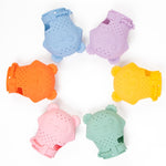 2 paires de gants de dentition pour bébé, jouet de dentition pour enfant en silicone apaisant, 2 paires orange, 2 paires rose, 2 paires jaune, 2 paires violet, 2 paires vert, 2 paires bleu