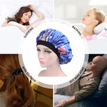 2 pièces de bonnet de nuit en satin pour femme, bonnet de nuit, couvre-chef en soie avec large bande élastique