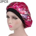 2 pièces de bonnet de nuit en satin pour femme, bonnet de nuit, couvre-chef en soie avec large bande élastique