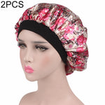 2 pièces de bonnet de nuit en satin pour femme, bonnet de nuit, couvre-chef en soie avec large bande élastique