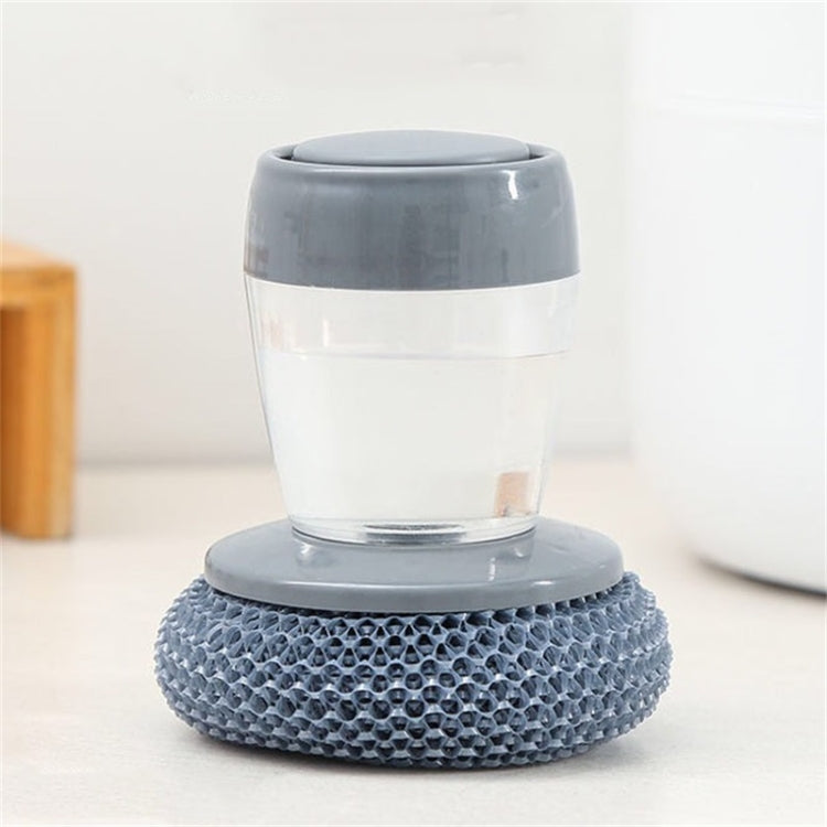 Brosse de nettoyage multifonction à poussoir, brosse de lavage de vaisselle avec ajout automatique de liquide détergent de cuisine, brosse à billes d'acier pour casseroles, brosse à casseroles en PET