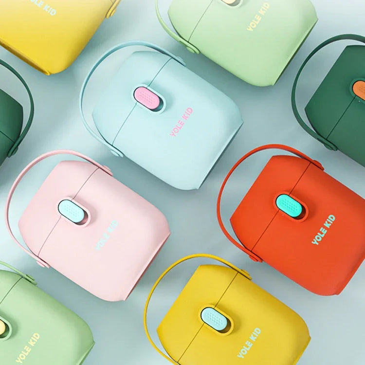 2 PCS YOLE KID Boîte de lait en poudre pour bébé Grande capacité Portable Boîte à poudre Gimi extérieure Supplément alimentaire pour bébé Réservoir scellé, Jaune moutarde, Vert matcha, Vert olive, Bleu paon, Rouge cinabre, Rouge poudré