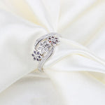 Bague Tricolore Fleur Mode Couleur Queue de Diamant