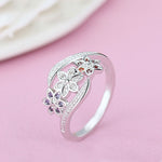 Bague Tricolore Fleur Mode Couleur Queue de Diamant