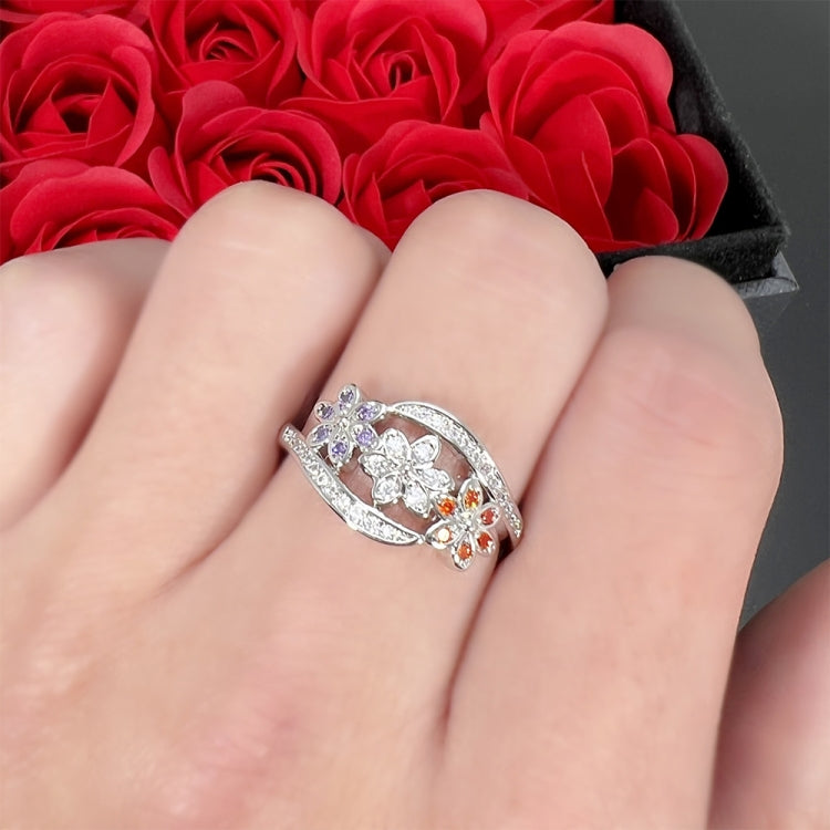 Bague Tricolore Fleur Mode Couleur Queue de Diamant