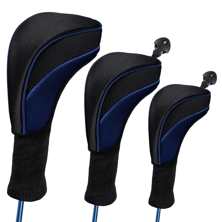 Housse de protection 3 en 1 pour clubs n°1 / n°3 / n°5, housse de tête de club de golf, HD-014 3 en 1 bleu, HD-014 3 en 1 noir, HD-014 3 en 1 rouge