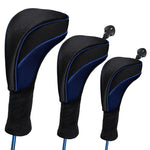Housse de protection 3 en 1 pour clubs n°1 / n°3 / n°5, housse de tête de club de golf, HD-014 3 en 1 bleu, HD-014 3 en 1 noir, HD-014 3 en 1 rouge