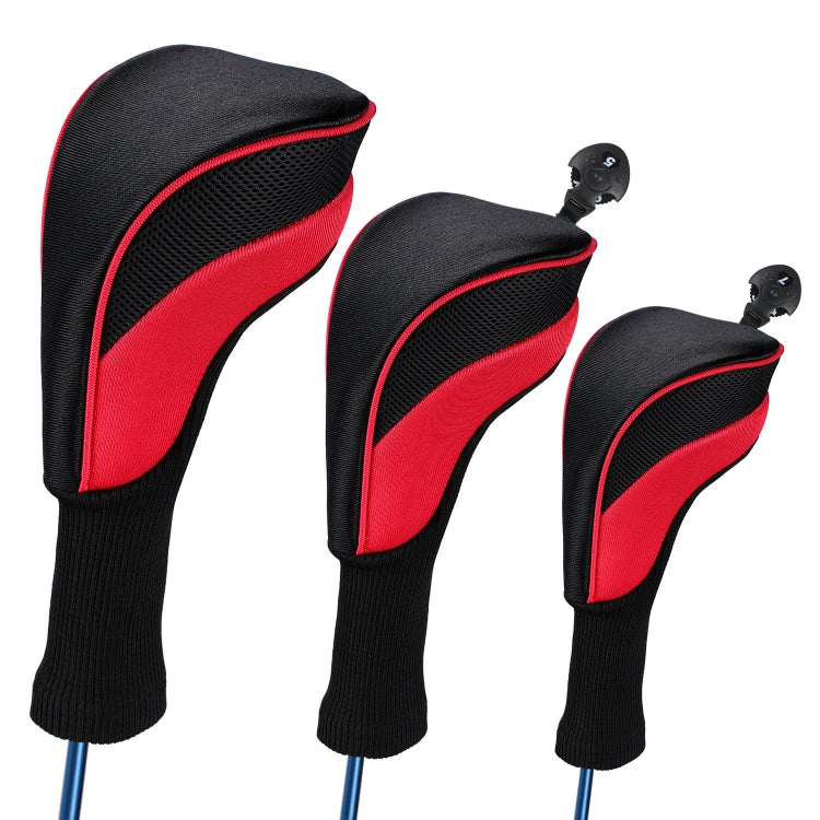 Housse de protection 3 en 1 pour clubs n°1 / n°3 / n°5, housse de tête de club de golf, HD-014 3 en 1 bleu, HD-014 3 en 1 noir, HD-014 3 en 1 rouge