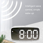 Mirror Bedside Alarm Clock Battery Plug-In Dual-Purpose LED Clock, Arc-shaped Black Shell (Mirror White Light), Rectangular Black Shell (Mirror White Light), Arc-shaped Black Shell (Black Surface White Light)                                            ...