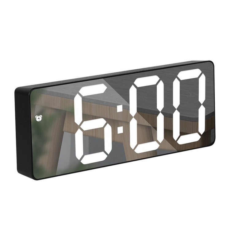 Mirror Bedside Alarm Clock Battery Plug-In Dual-Purpose LED Clock, Arc-shaped Black Shell (Mirror White Light), Rectangular Black Shell (Mirror White Light), Arc-shaped Black Shell (Black Surface White Light)                                            ...