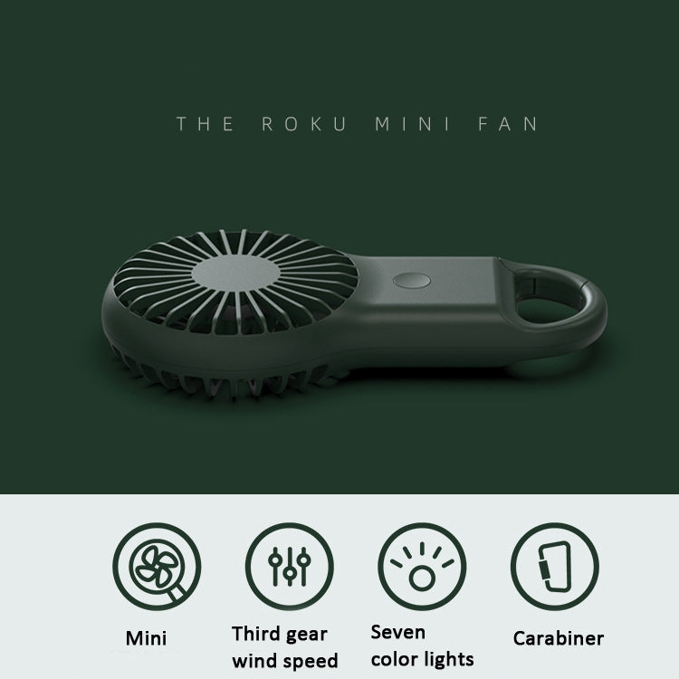 Mini ventilateur de poche portable rechargeable USB avec lumière 7 couleurs, Rose, Vert armée, Orange