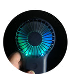 Mini ventilateur de poche portable rechargeable USB avec lumière 7 couleurs, Rose, Vert armée, Orange