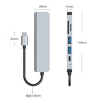 Station d'accueil HUB multifonction 6 en 1 USB-C / Type-C vers HDMI 4K + emplacement carte SD / TF + charge PD USB-C / Type-C + 2 ports USB 3.0, 6 en 1