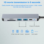 Station d'accueil HUB multifonction 6 en 1 USB-C / Type-C vers HDMI 4K + emplacement carte SD / TF + charge PD USB-C / Type-C + 2 ports USB 3.0, 6 en 1