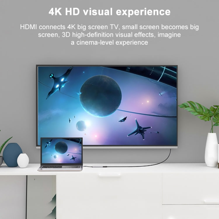 Station d'accueil HUB multifonction 6 en 1 USB-C / Type-C vers HDMI 4K + emplacement carte SD / TF + charge PD USB-C / Type-C + 2 ports USB 3.0, 6 en 1