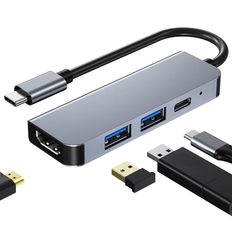Station d'accueil HUB multifonction 4 en 1 BYL-2011 USB-C / Type-C vers HDMI 4K + USB 3.0 + USB 2.0 + charge PD USB-C / Type-C, 4 en 1