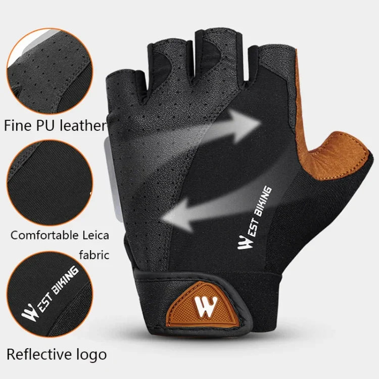 WEST BIKING YP0211196 Gants de moto/vélo anti-choc et antidérapants à demi-doigts pour l'équitation, S, M, L, XL