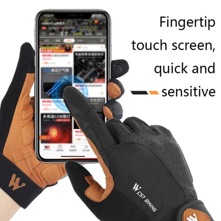 WEST BIKING YP0211197 Gants de moto à doigts complets antichocs et antidérapants, équipement de conduite, S, M, L, XL