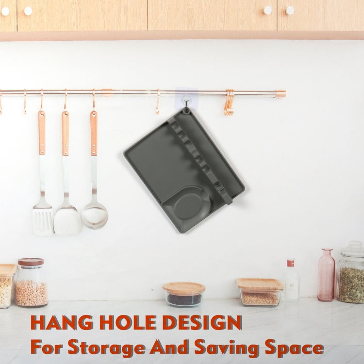 Support de cuillère en silicone 2 en 1 pour cuisine, Grand (Gris), Moyen (Gris), Moyen (Noir), Grand (Rouge), Moyen (Rouge), Grand (Bleu), Moyen (Bleu), Grand (Orange), Moyen (Orange), Grand (Vert), Moyen (Vert)