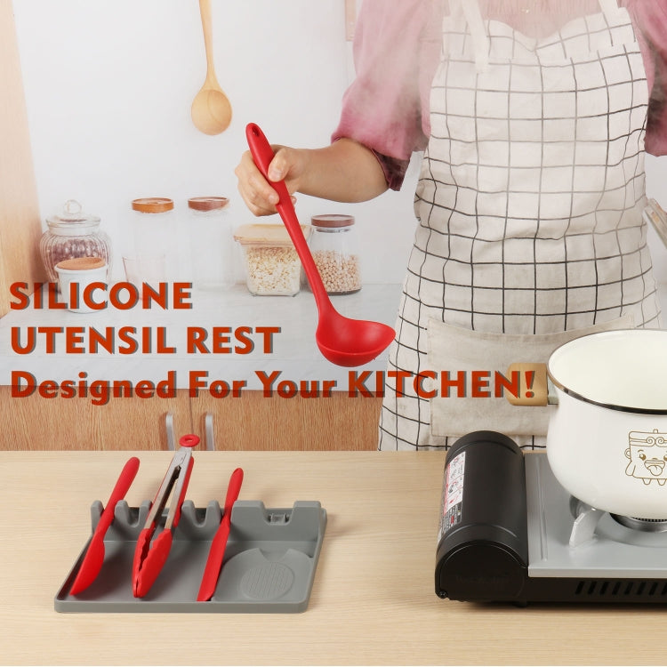 Support de cuillère en silicone 2 en 1 pour cuisine, Grand (Gris), Moyen (Gris), Moyen (Noir), Grand (Rouge), Moyen (Rouge), Grand (Bleu), Moyen (Bleu), Grand (Orange), Moyen (Orange), Grand (Vert), Moyen (Vert)