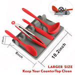 Support de cuillère en silicone 2 en 1 pour cuisine, Grand (Gris), Moyen (Gris), Moyen (Noir), Grand (Rouge), Moyen (Rouge), Grand (Bleu), Moyen (Bleu), Grand (Orange), Moyen (Orange), Grand (Vert), Moyen (Vert)