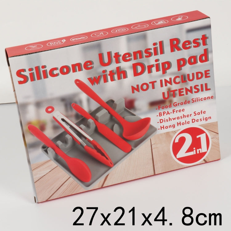 Support de cuillère en silicone 2 en 1 pour cuisine, Grand (Gris), Moyen (Gris), Moyen (Noir), Grand (Rouge), Moyen (Rouge), Grand (Bleu), Moyen (Bleu), Grand (Orange), Moyen (Orange), Grand (Vert), Moyen (Vert)