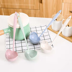 Cuillère-passoire 2-en-1 en paille de blé, vaisselle écologique, cuillère à fondue double-usage passoires, rose nordique, vert nordique, bleu nordique, beige nordique