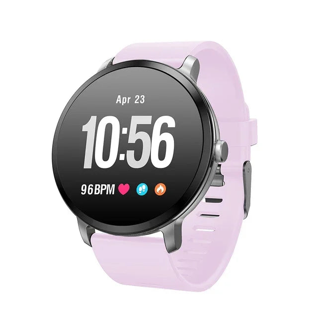 Montre connectée V11 : moniteur de fréquence cardiaque et de pression artérielle en temps réel, mode multisport, indicateur de respiration, compatible Android et iOS.
