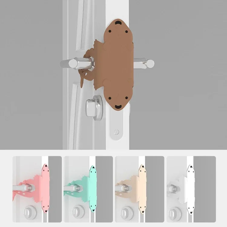Dessin animé ours chambre porte muette serrure porte fermée coussin de protection anti-collision, vert, rose, café, abricot, blanc